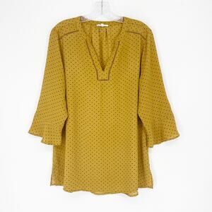 Maurices 3/4 Sleeve Polkadot Yellow Top Size Large